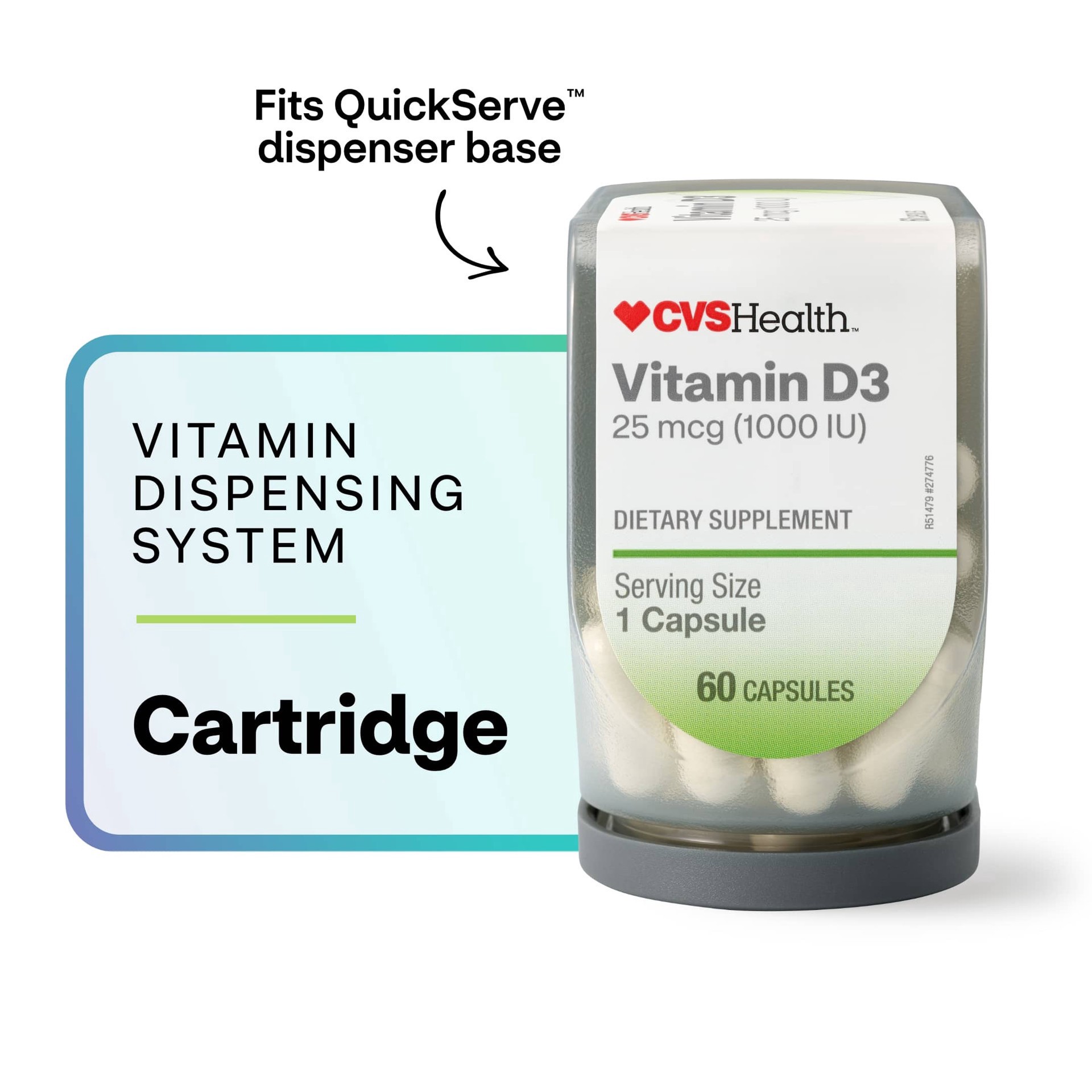 slide 1 of 1, CVS Health Quickserve Vitamin D3 Vitamin Cartridge, 60 Ct, 1 ct