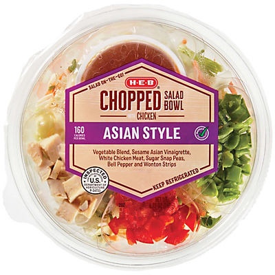 slide 1 of 1, H-E-B Asian Chopped Salad Bowl Sesame Ginger With Chicken, 6.95 oz