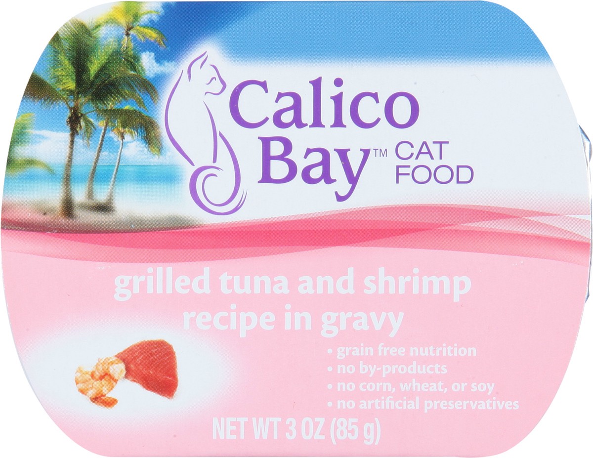 slide 8 of 10, Calico Bay Grilled Tuna and Shrimp Recipe in Gravy Cat Food 3 oz, 3 oz