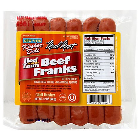 slide 1 of 1, Meal Mart Beef Franks New York - 12 Oz, 12 oz