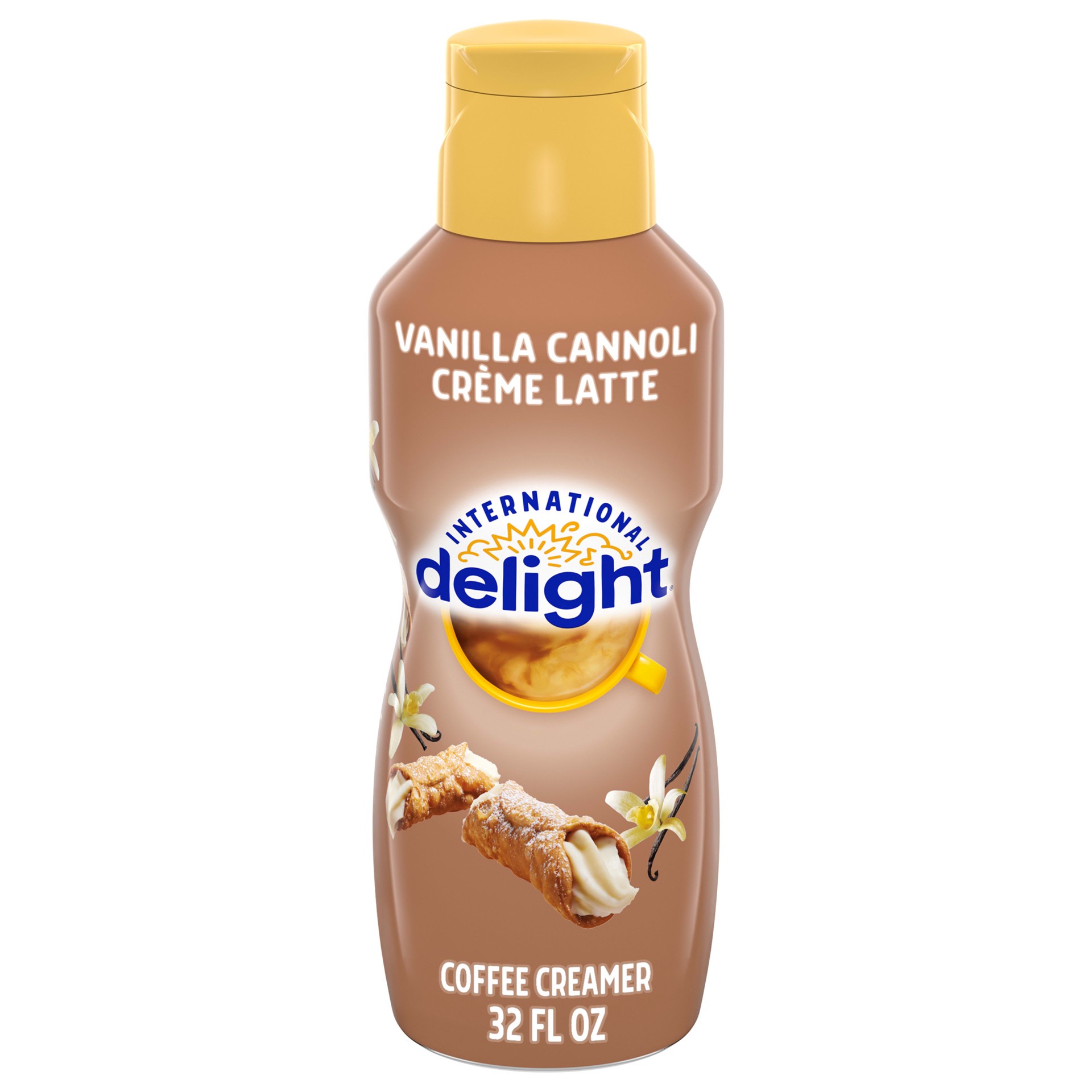 slide 1 of 5, International Delight Coffee Creamer, Vanilla Cannoli Creme Latte, Refrigerated Flavored Creamer, 32 FL OZ Bottle, 32 fl oz