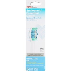slide 1 of 1, CVS Health Smilesonic Pro Essential Clean Antibacterial Replacement Brush Heads, 5 Ct, 1 ct