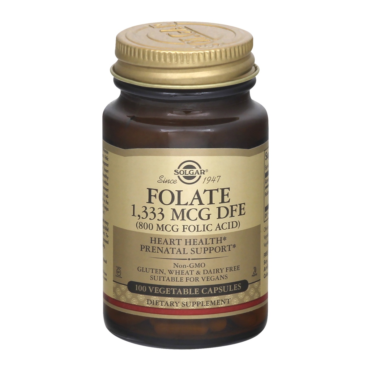 slide 1 of 1, Solgar Folic Acid 800 MG, 100 ct