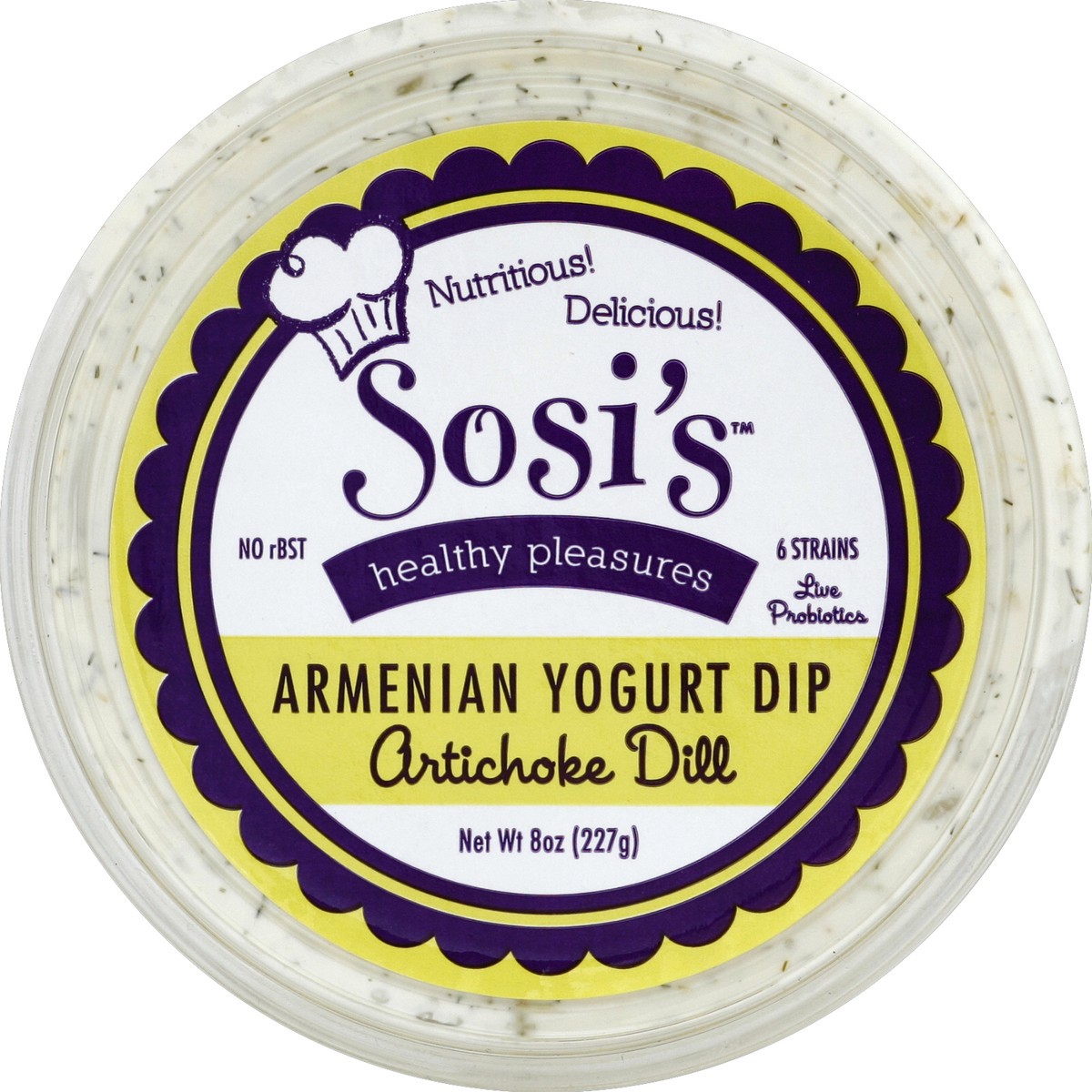 slide 3 of 3, Sosis Healthy Pleasures Sosis Armenian Yogurt Artichoke Dill Dip, 8 oz