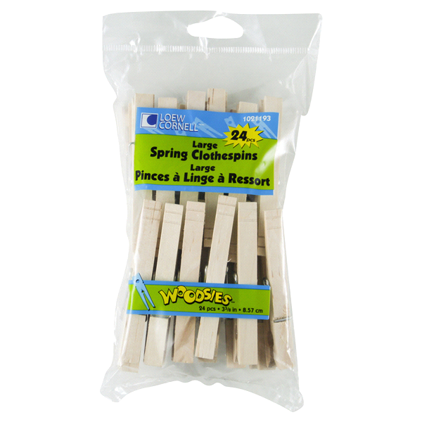 slide 1 of 2, Loew-Cornell Woodsies Spring Clothespins - Large - 24 Count - Natural, 3.375 in