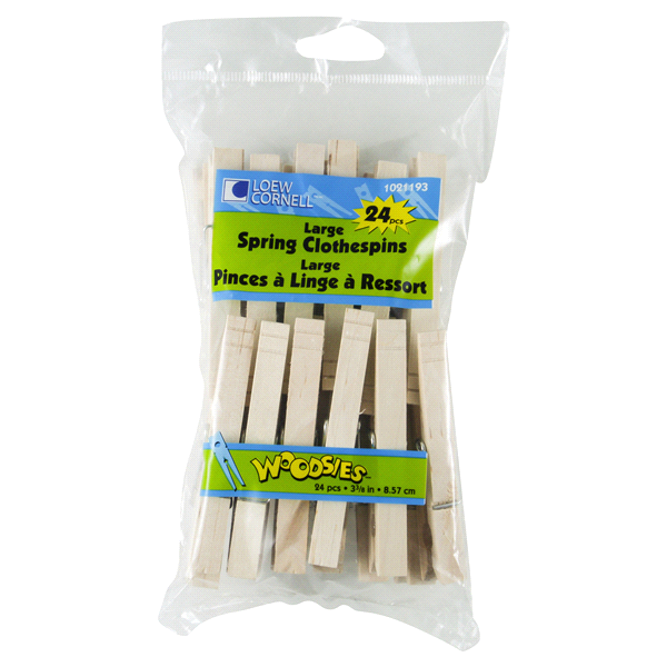 slide 1 of 2, Loew-Cornell Loew Cornell Woodsies Spring Clothespins - Large - 24 Count - Natural, 3.375 in