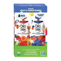 Once Upon a Farm Organic Strawberry Patch/Mama Blueberry Fruit & Veggie Blends - 4 x 3.2 oz Pouches