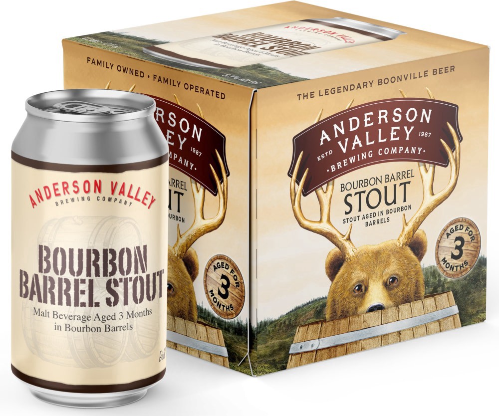 slide 4 of 5, Anderson Valley Bourbon Barrel Stout Malt Craft Beer, 4 cans /12 fl oz