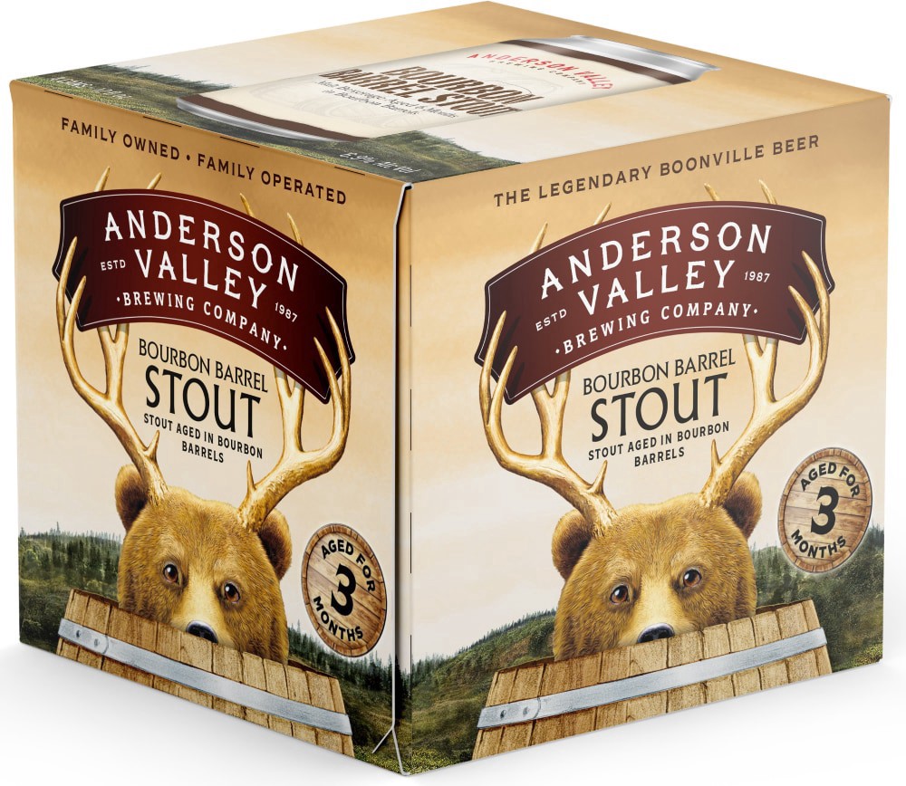slide 5 of 5, Anderson Valley Bourbon Barrel Stout Malt Craft Beer, 4 cans /12 fl oz