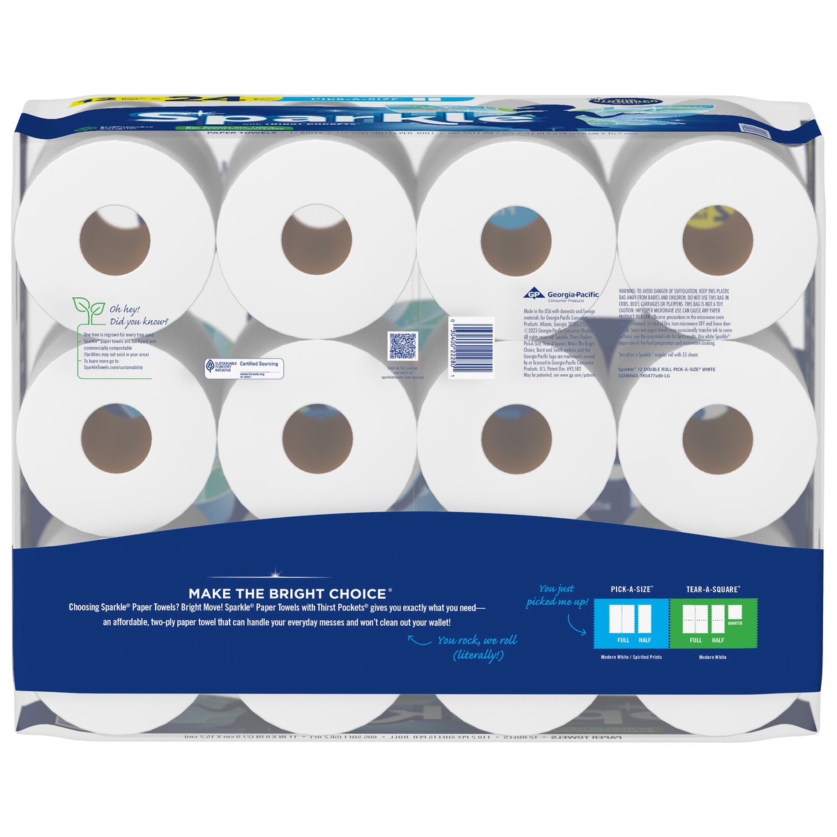 slide 2 of 3, Sparkle Pick-A-Size Paper Towel, 12 Double Rolls, 605 FTK