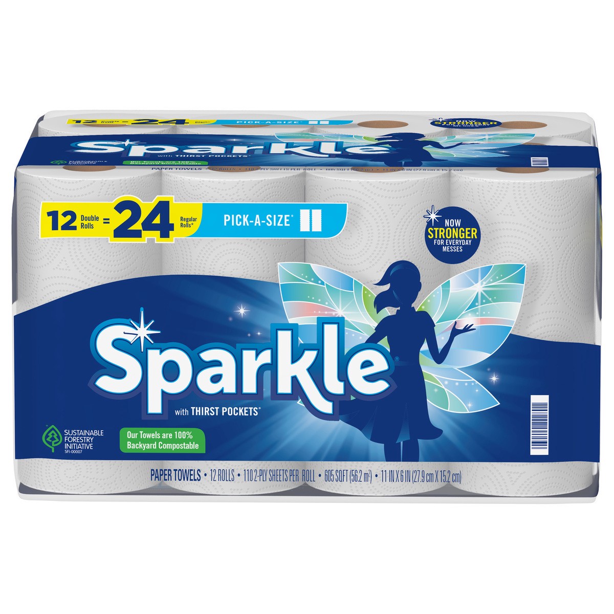 slide 3 of 3, Sparkle Pick-A-Size Paper Towel, 12 Double Rolls, 605 FTK
