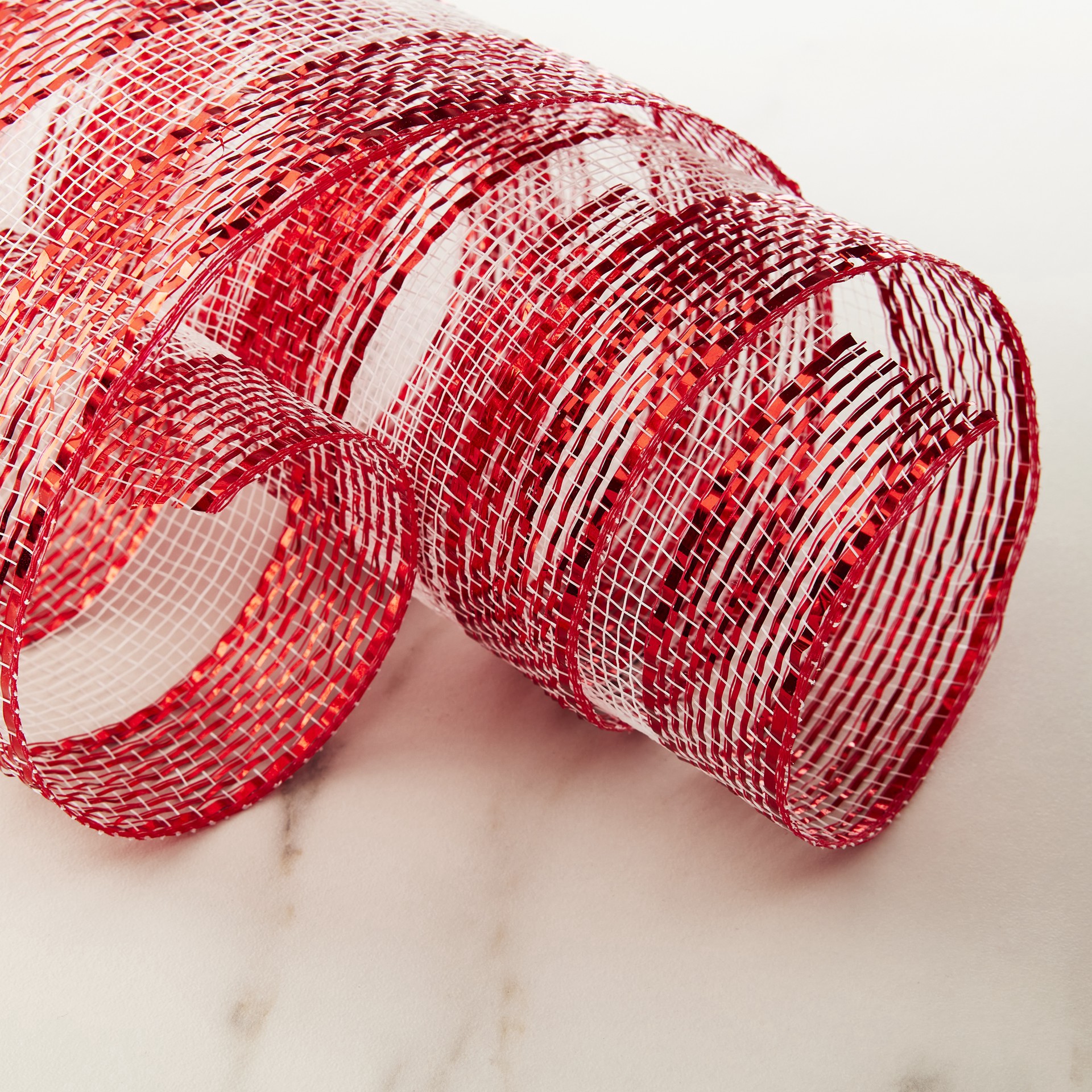 slide 3 of 3, 10" X 19ft. Red & White Striped Mesh By Celebrate It, 10 in x 19 ft