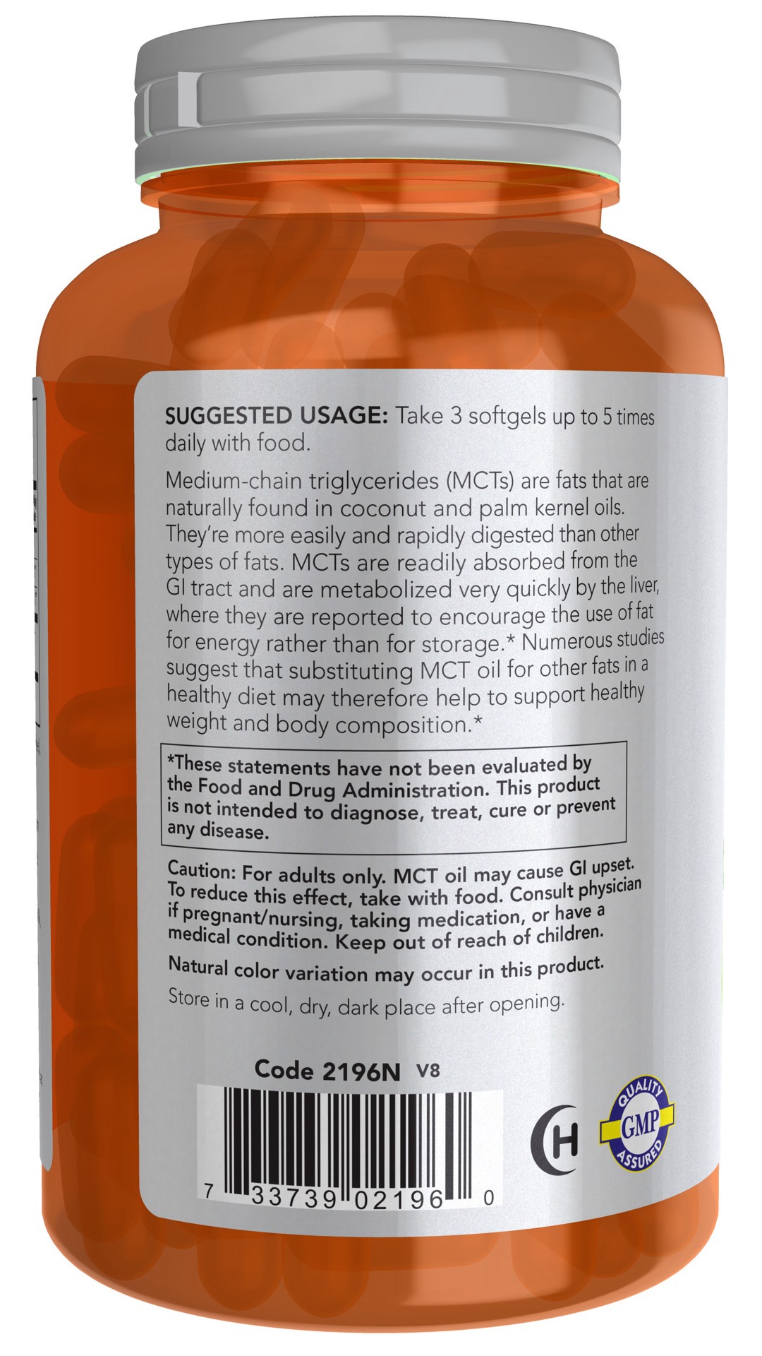 slide 3 of 5, NOW Sports MCT Oil 1000 mg - 150 Softgels, 150 ct