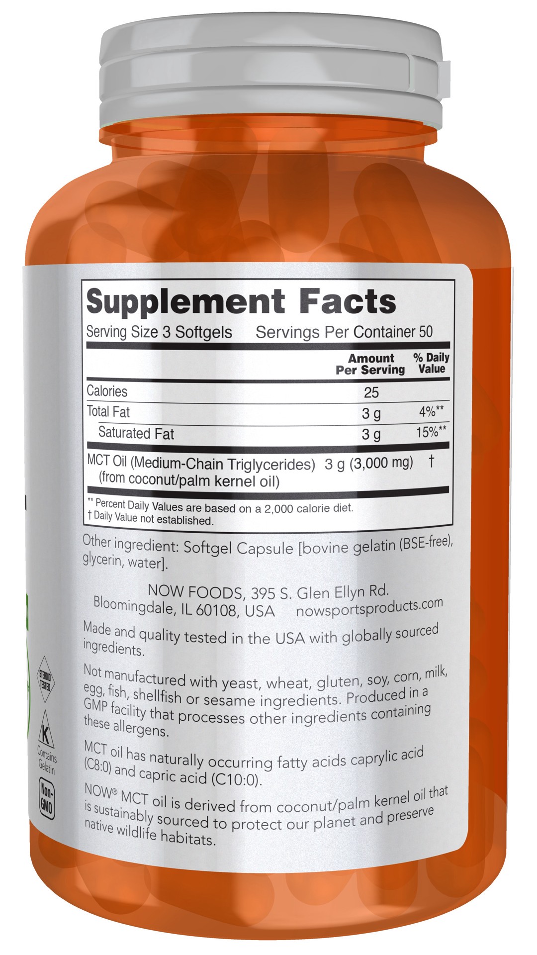 slide 5 of 5, NOW Sports MCT Oil 1000 mg - 150 Softgels, 150 ct