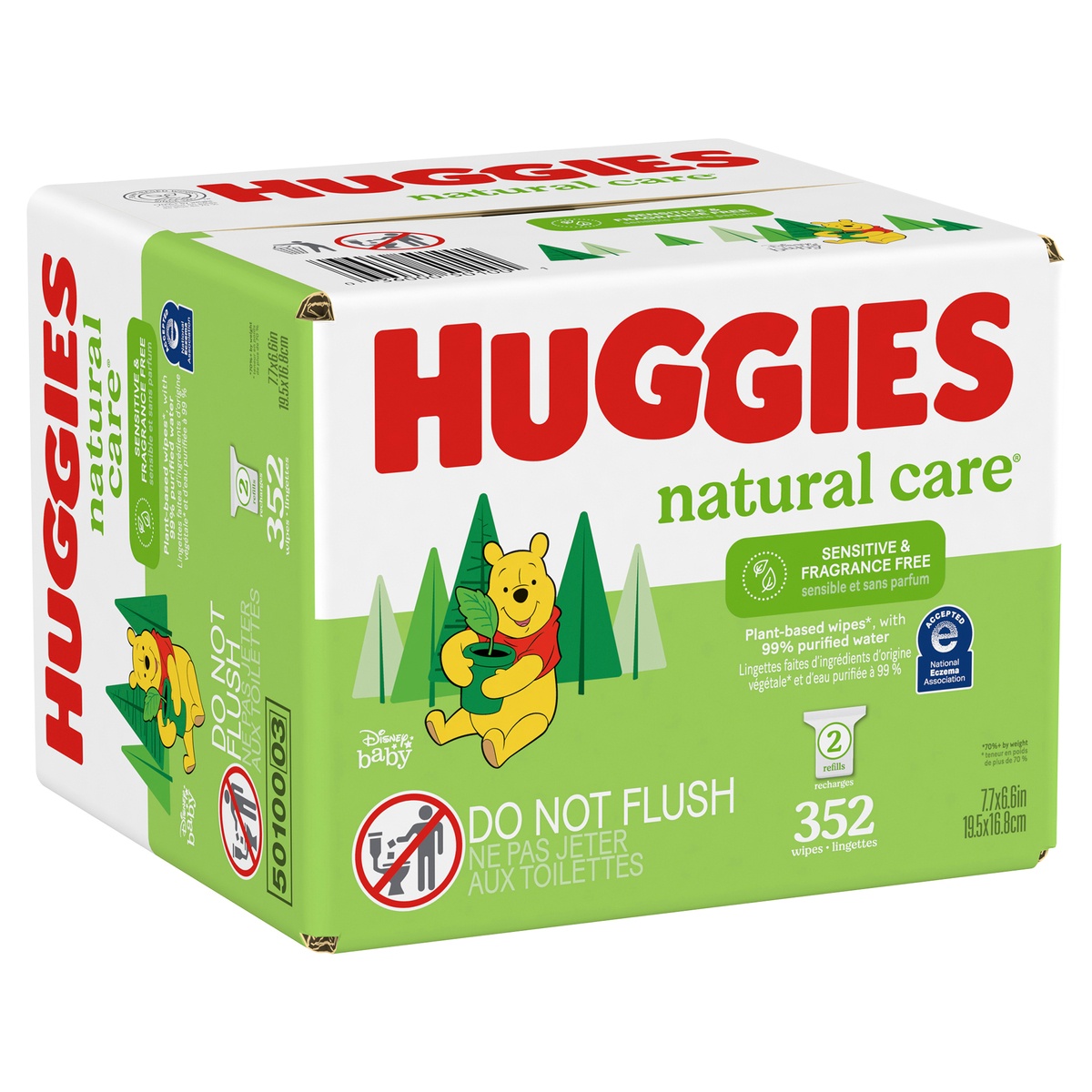 slide 2 of 10, Huggies Natural Care Unscented Baby Wipes, Sensitive, 2 Refill Packs, 352 ct
