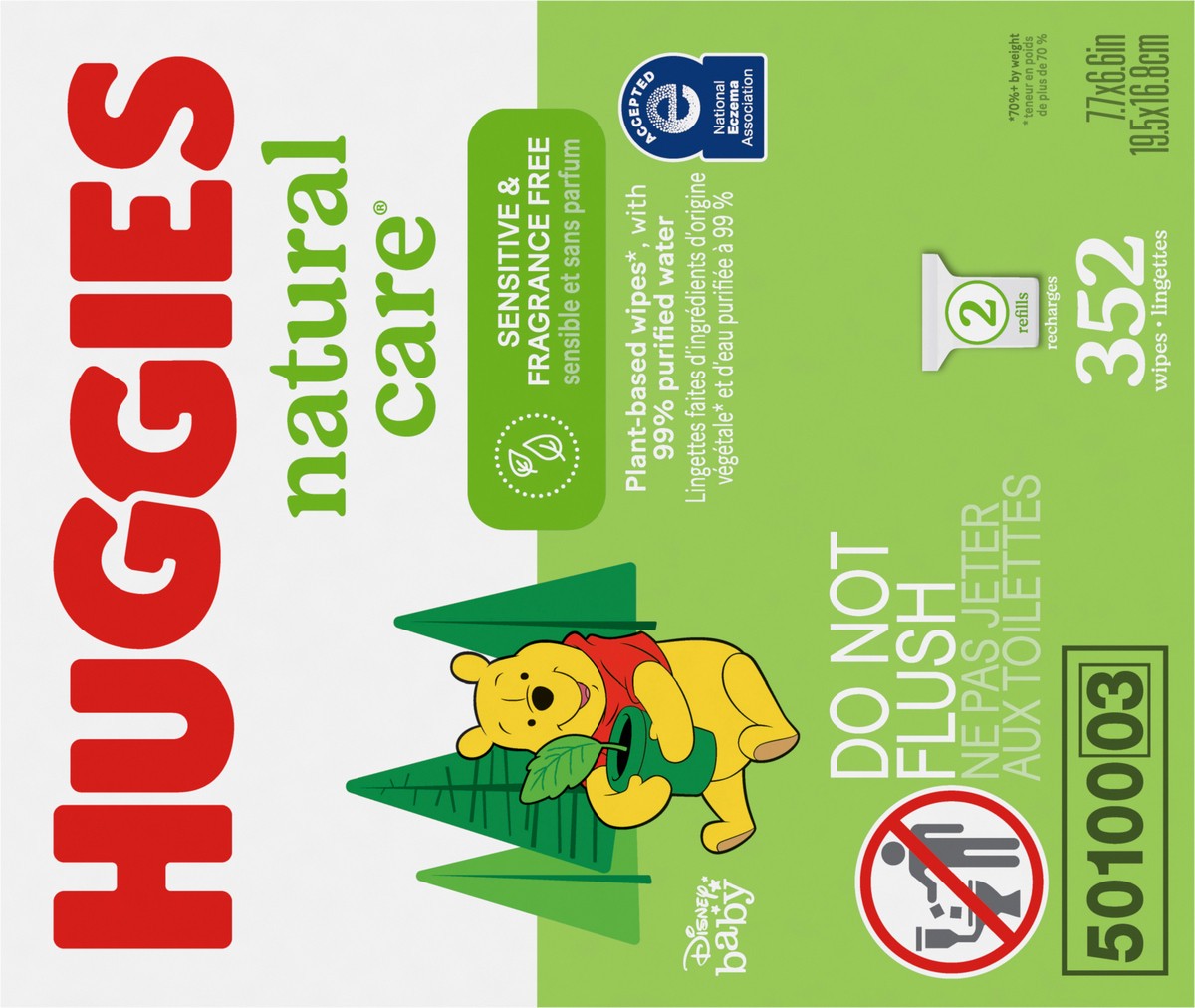 slide 8 of 9, Huggies Natural Care Sensitive Baby Wipes, Unscented, 2 Refill Packs (352 Wipes Total), 352 ct