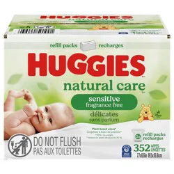 Huggies Natural Care Sensitive Baby Wipes, Unscented, 2 Refill Packs (352 Wipes Total)