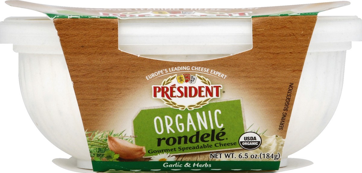 slide 4 of 6, Président Organic Rondele Garlic And Herbs Cheese Spread, 6.5 oz