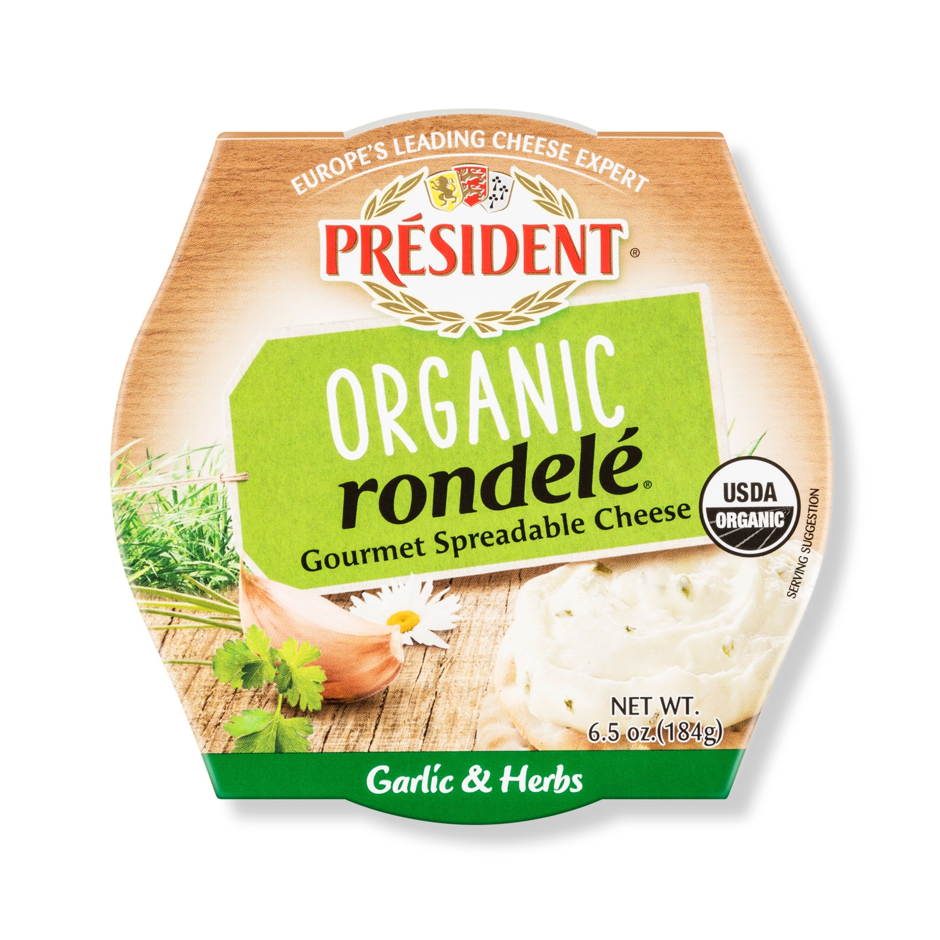 slide 1 of 6, Président Organic Rondele Garlic And Herbs Cheese Spread, 6.5 oz