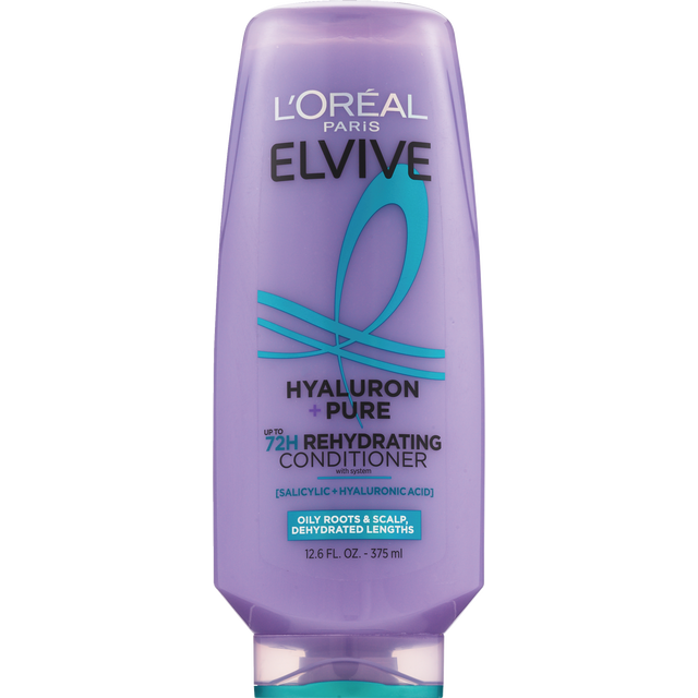 slide 1 of 1, L'Oreal Paris Elvive Hyaluron + Pure Rehydrating Conditioner, 12.6 Oz, 12.6 oz