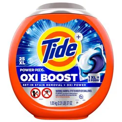 Tide Oxi Boost Power PODS Laundry Detergent Pacs, 25 Count, Set-In Stain Removal + Oxi Power, laundry soap detergent pacs