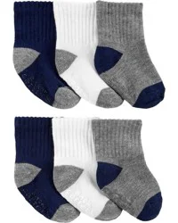 Carter's Baby 6-Pack Crew Socks Navy/Grey 12-24 Months