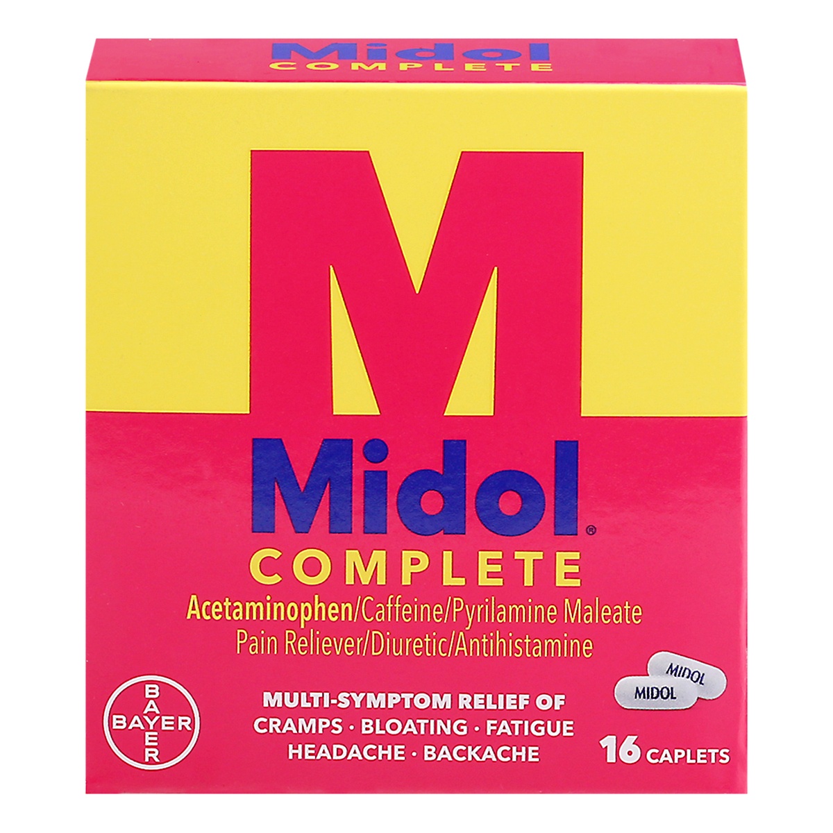 slide 1 of 1, Midol Complete Pain Reliever Diuretic Antihistamine Caplets, 16 ct