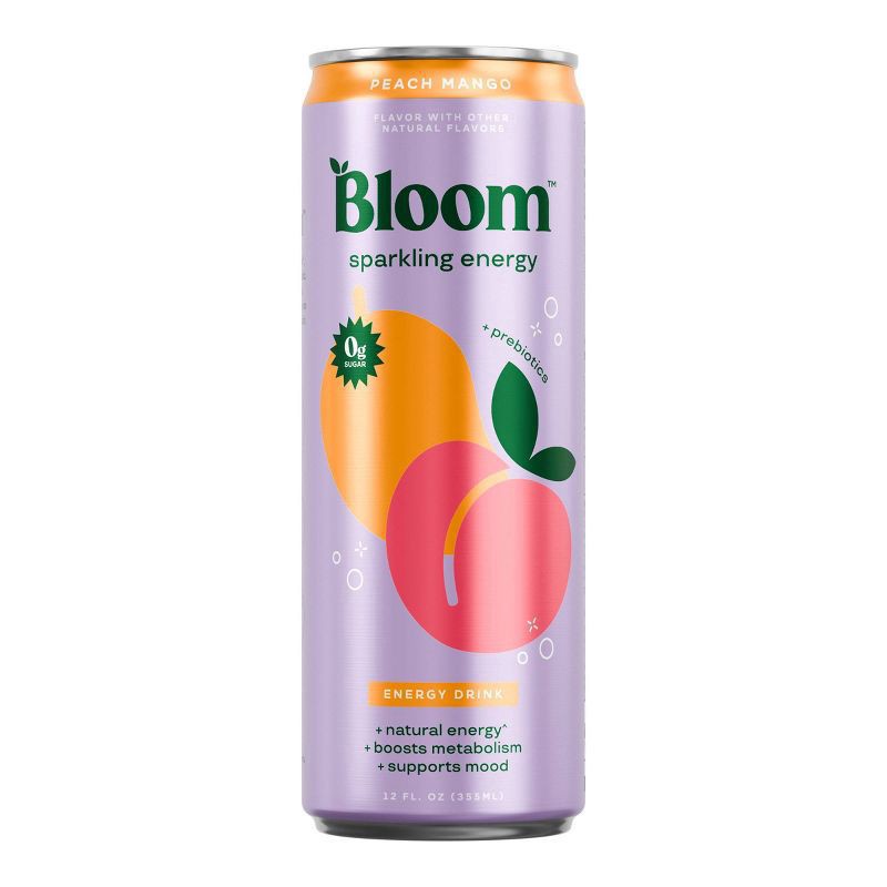 slide 1 of 7, Bloom Peach Mango Energy Drink- 12 fl oz, 12 fl oz