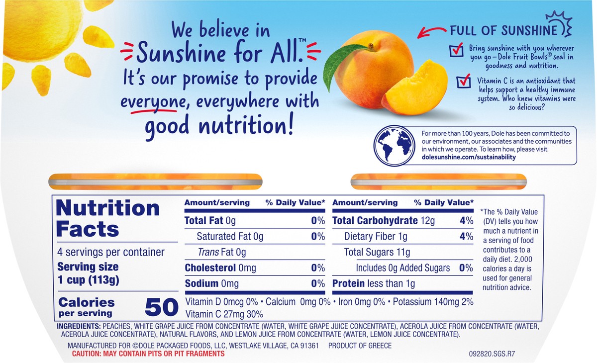 slide 5 of 9, Dole Diced Peaches in 100% Fruit Juice, 4 ct