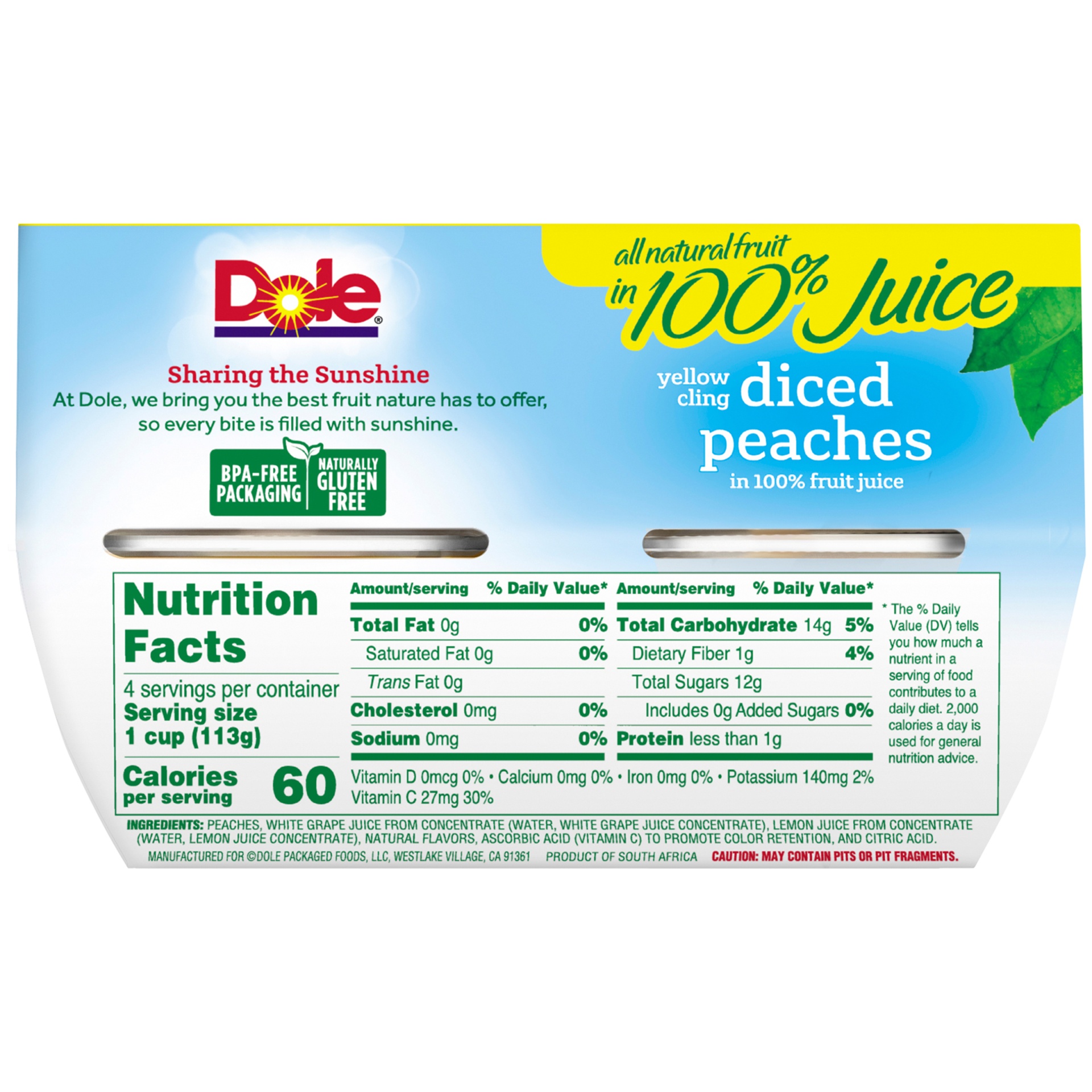 slide 6 of 8, Dole Diced Peaches, 4 ct; 4 oz