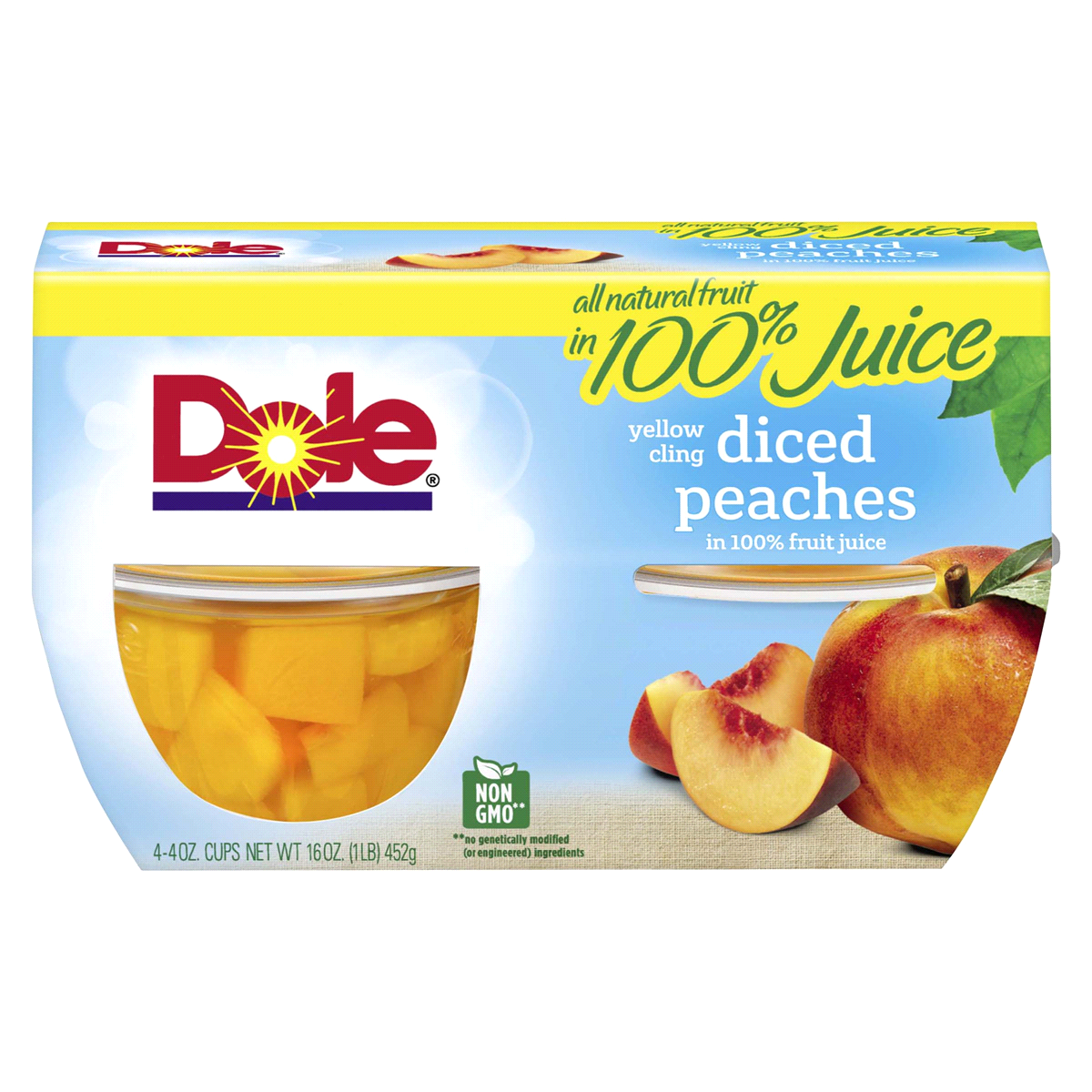 slide 1 of 8, Dole Diced Peaches, 4 ct; 4 oz