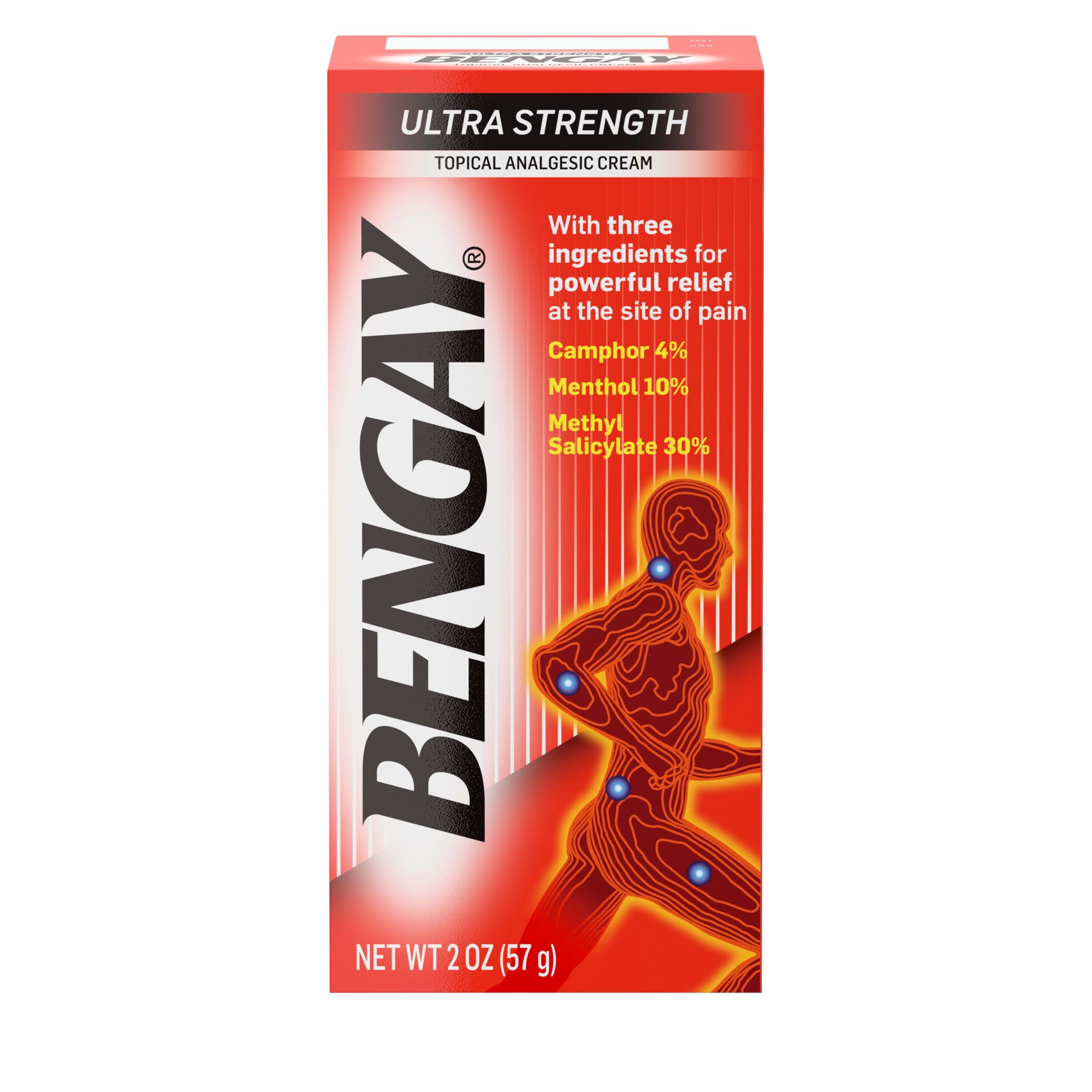 slide 1 of 5, BENGAY Ultra Strength Bengay Topical Pain Relief Cream, Non-Greasy Topical Analgesic for Minor Arthritis, Muscle, Joint, and Back Pain, Camphor, Menthol & Methyl Salicylate, 2 oz, 1 ct