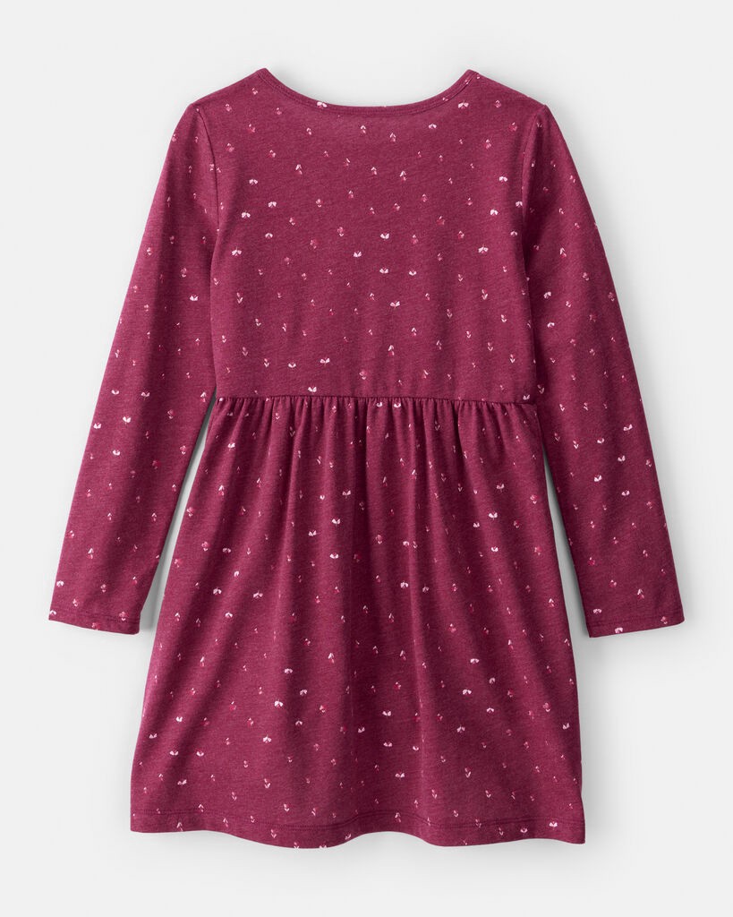 slide 3 of 3, Carter's Girls Floral Long-Sleeve Dress - Maroon Maroon 4, 1 ct