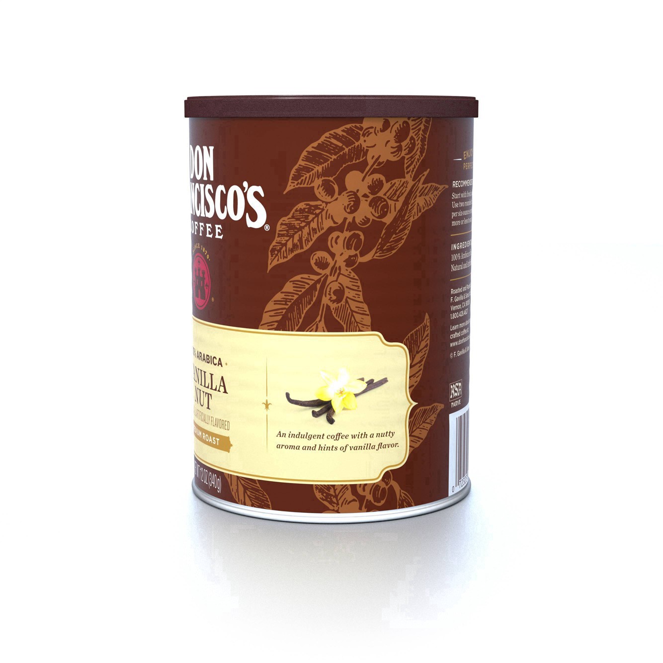 slide 39 of 50, Don Francisco's Vanilla Nut Flavored Ground Coffee, 12 oz Can, 12 oz