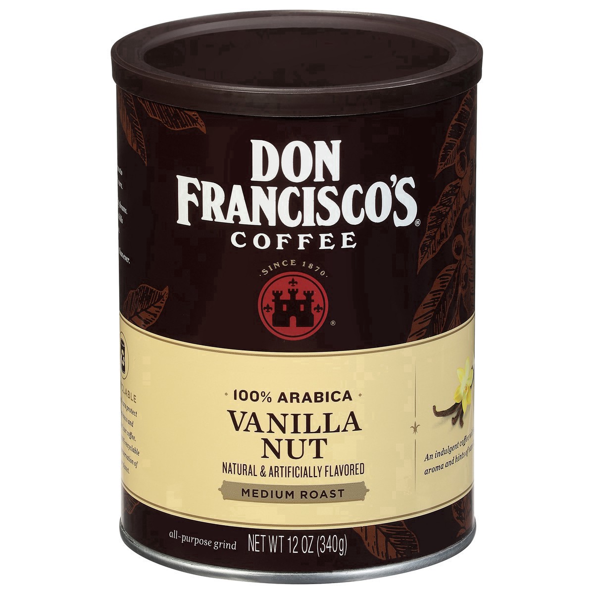 slide 28 of 50, Don Francisco's Vanilla Nut Flavored Ground Coffee, 12 oz Can, 12 oz