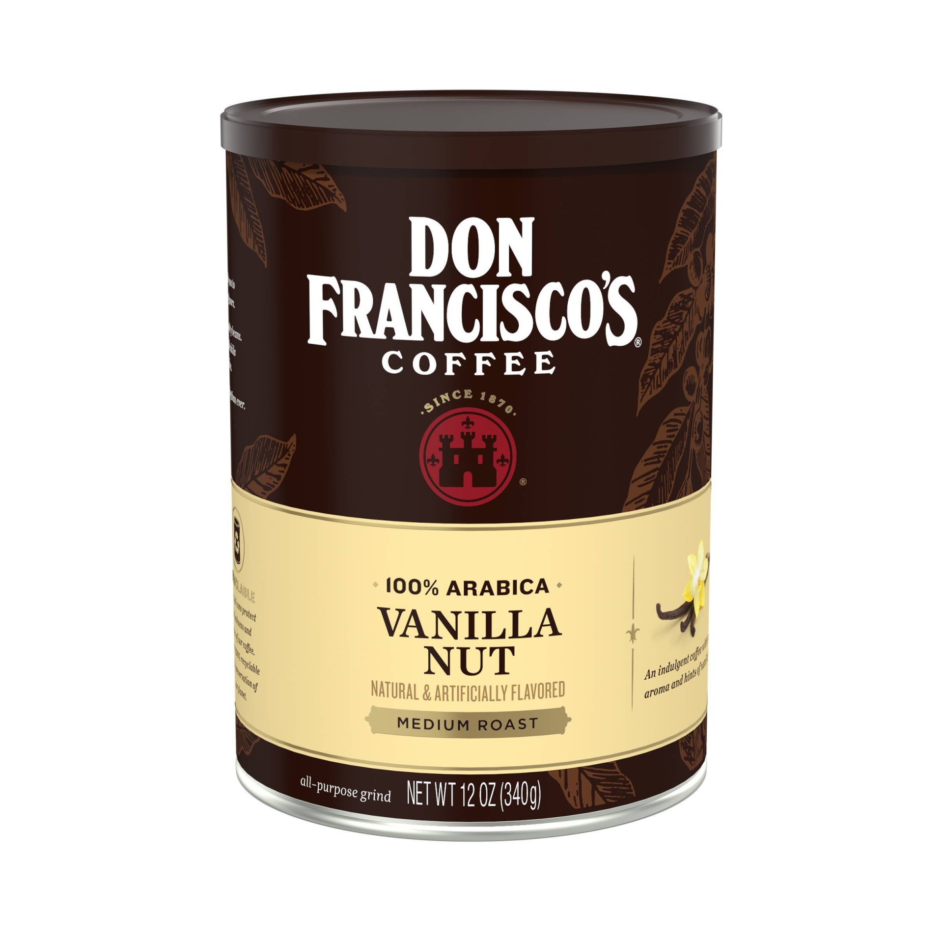 slide 1 of 9, Don Francisco's Vanilla Nut Flavored Medium Roast Ground Coffee, 12 oz