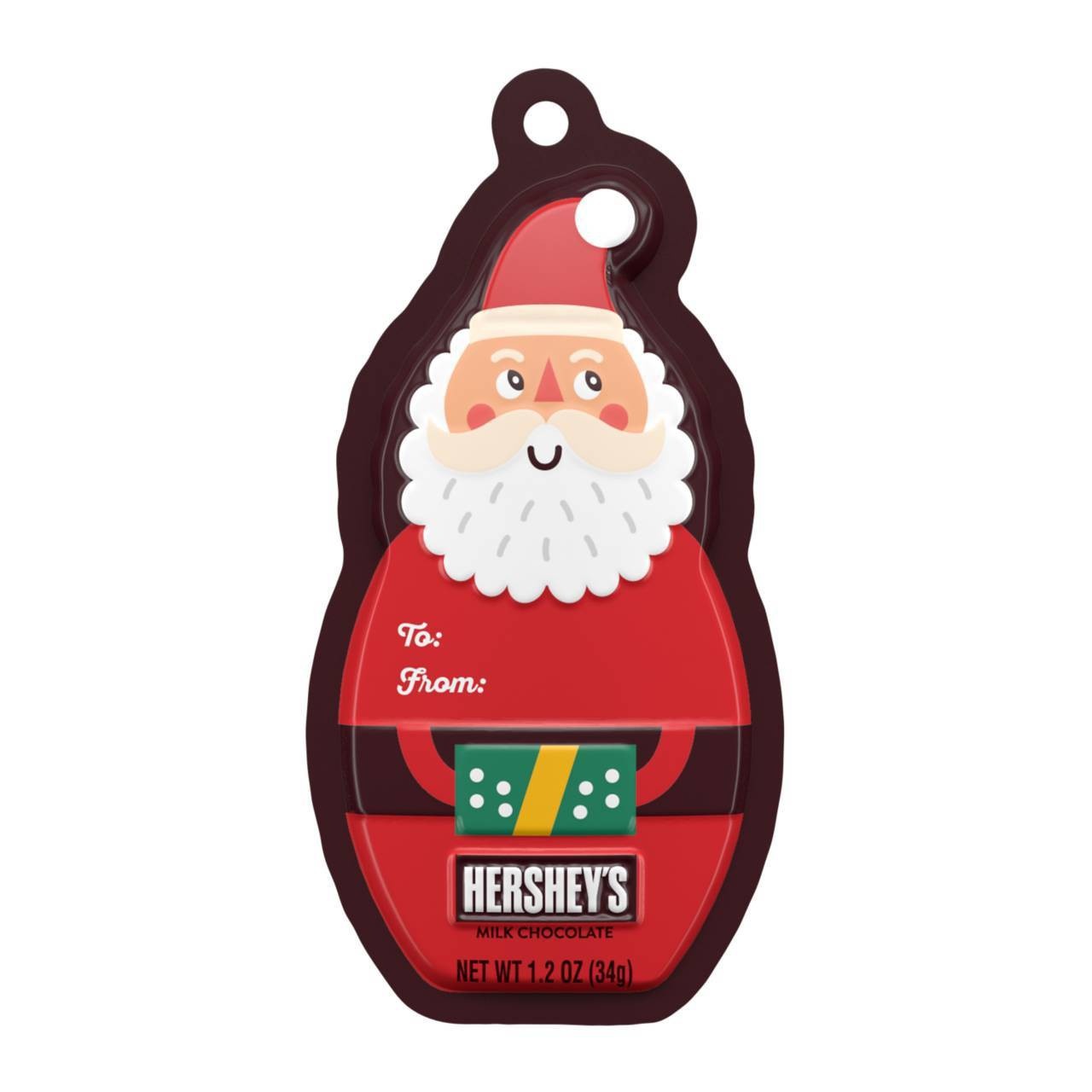 slide 1 of 1, Hershey's Milk Chocolate Santa Gift Tag Holiday Candy, 1.2 oz
