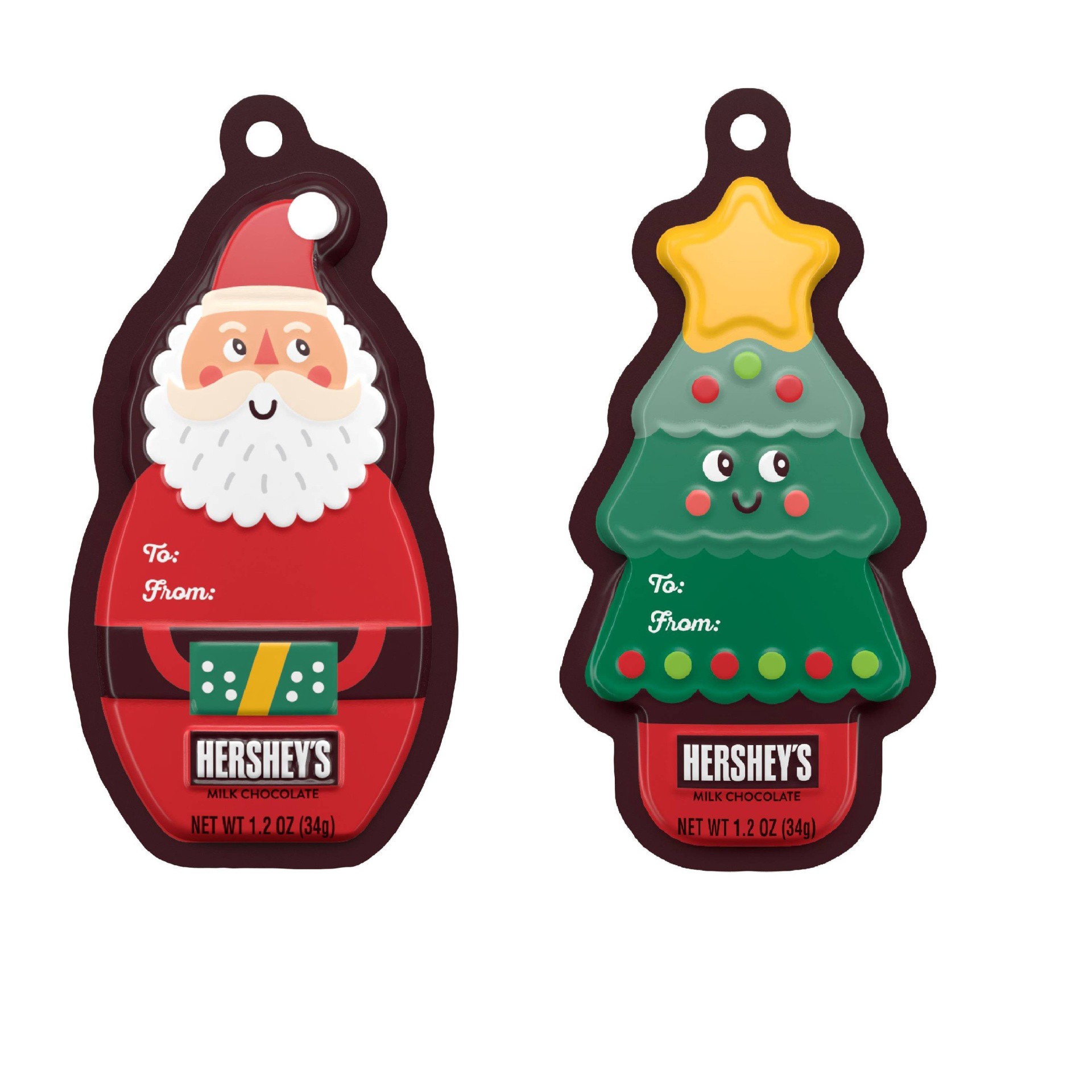 slide 1 of 4, Hershey's Milk Chocolate Santa Gift Tag Holiday Candy, 1.2 oz