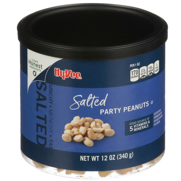 slide 1 of 1, Hy-vee Salted Party Peanuts, 12 oz