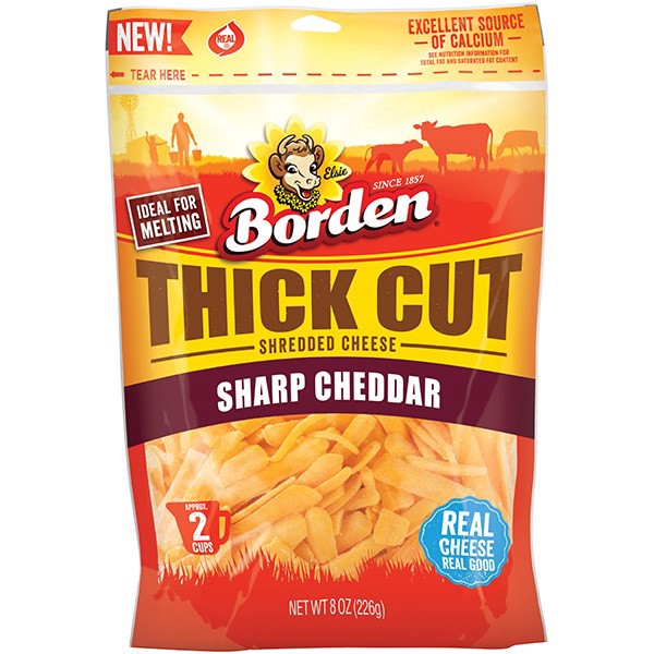 slide 1 of 1, Borden Thick Cut Sharp Cheddar Chees, 8 oz