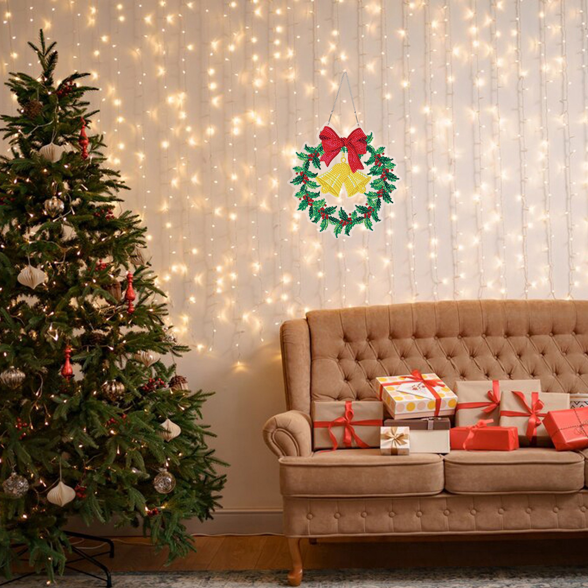 slide 4 of 4, 8" Bells Wreath Diamond Art Kit By Make Market, 8 in