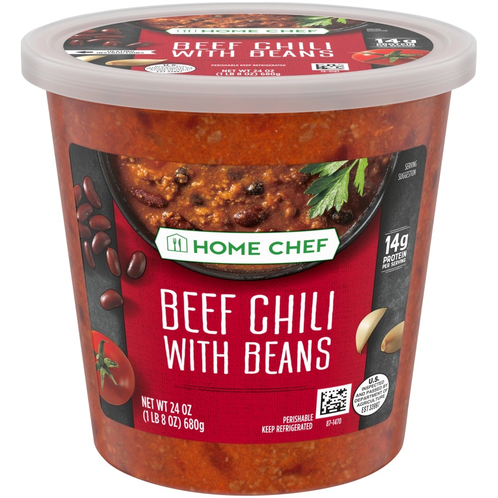 slide 1 of 1, Home Chef Beef Chili With Beans Soup, 24 oz