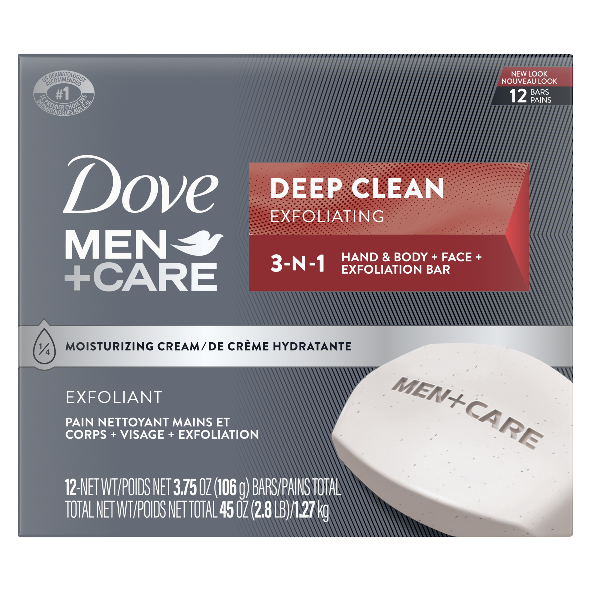 slide 2 of 4, Dove Men+Care Men's Bar Soap Deep Clean, 3.75 oz, 12 Bars, 3.75 oz