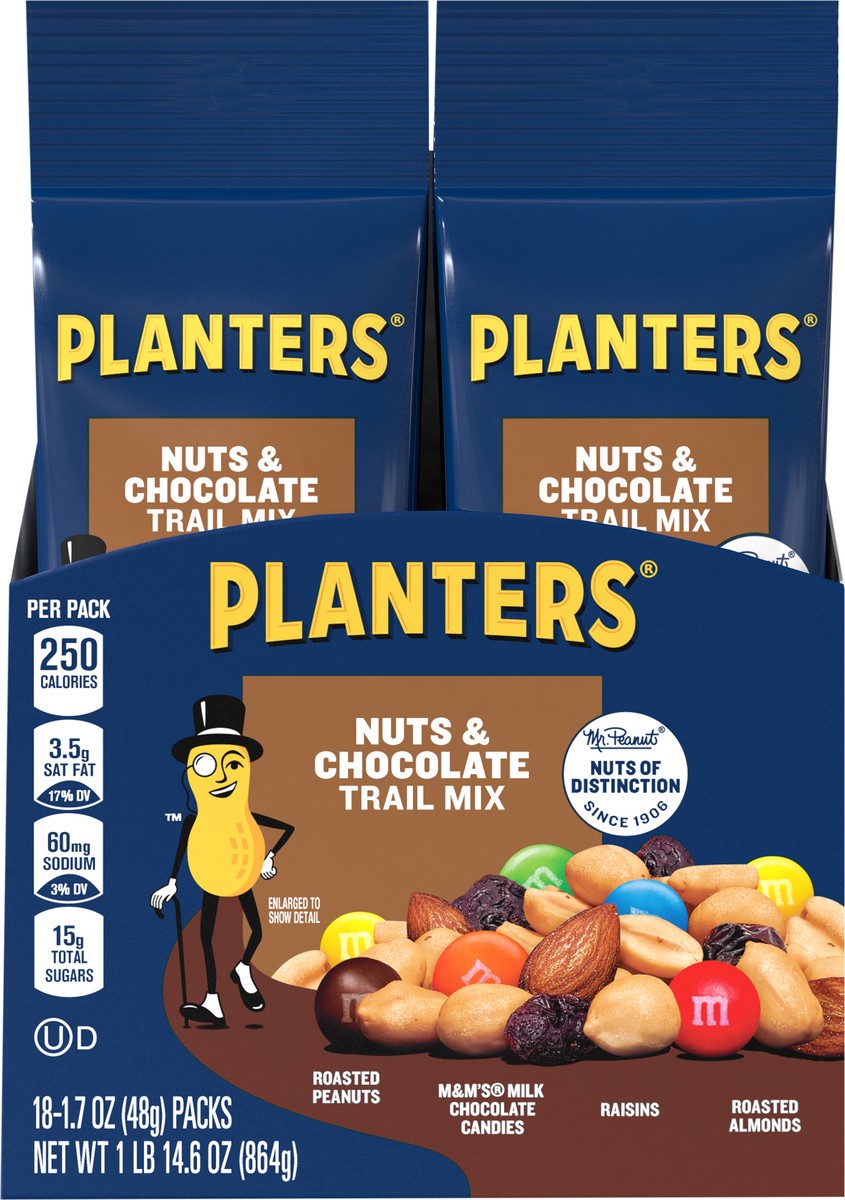 slide 8 of 13, Planters Nuts & Chocolate Trail Mix 18 - 1.7 oz Packs, 18 ct