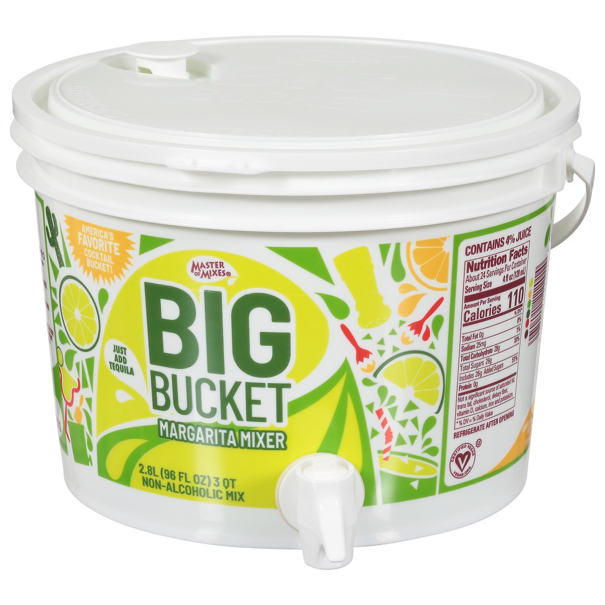 slide 3 of 9, Big Bucket Master of Mixes Big Bucket Margarita Mix, 96 fl oz