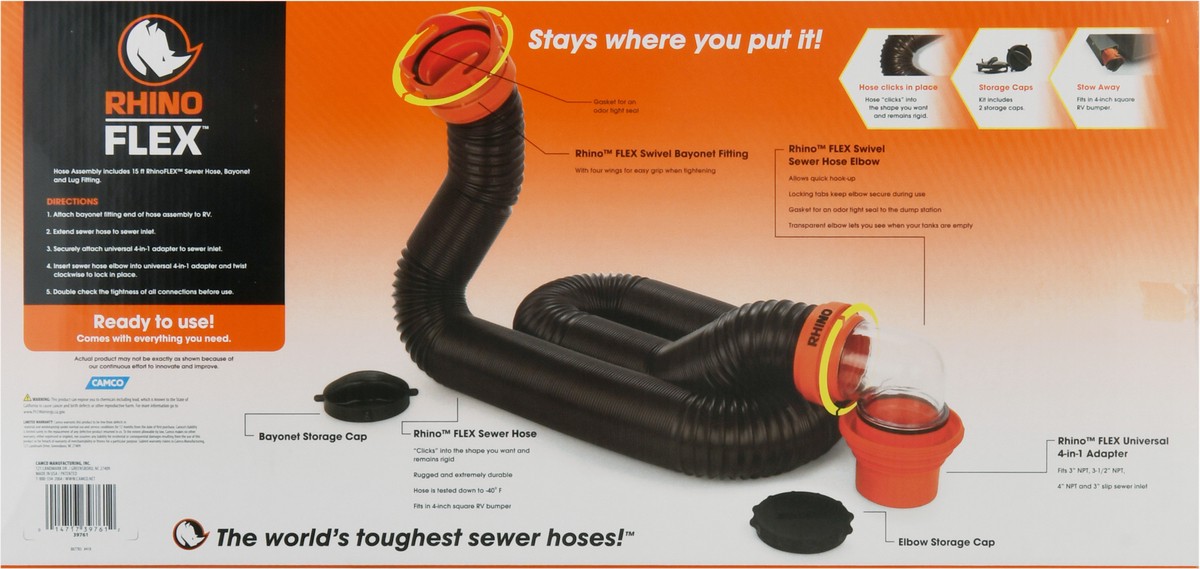 slide 6 of 9, Camco Rhinoflex Rv Sewer Hose Kit With Pre-Attached Swivel Fittings, 1 ct