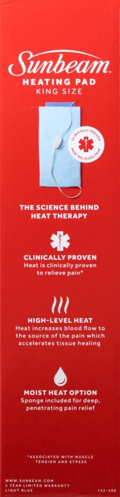 slide 3 of 3, Sunbeam King Size Light Blue Vinyl Heating Pad with Cover 1 ea, 1 ct