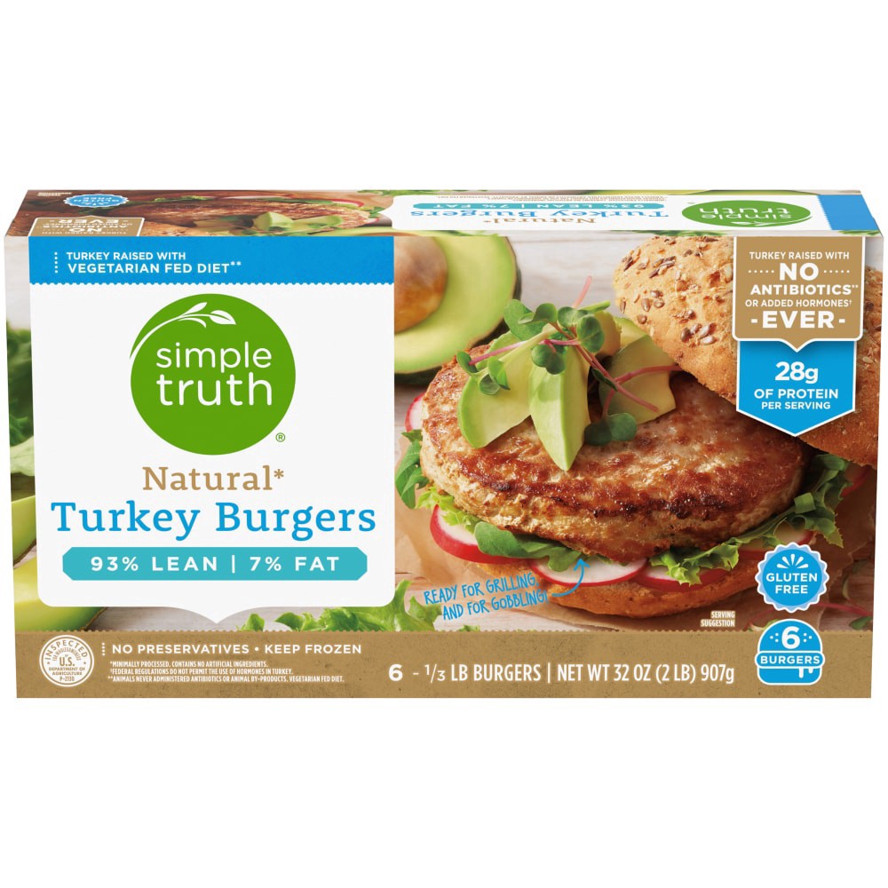 slide 3 of 3, Simple Truth Natural Turkey Burgers, 6 ct; 32 oz