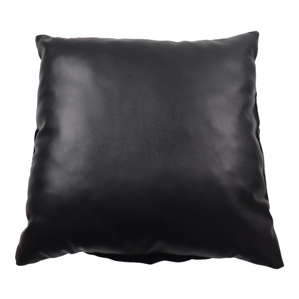 slide 3 of 3, 16" Black Faux Leather & Velvet Bow Throw Pillow By Ashland, 16 in x 16 in x 5 in