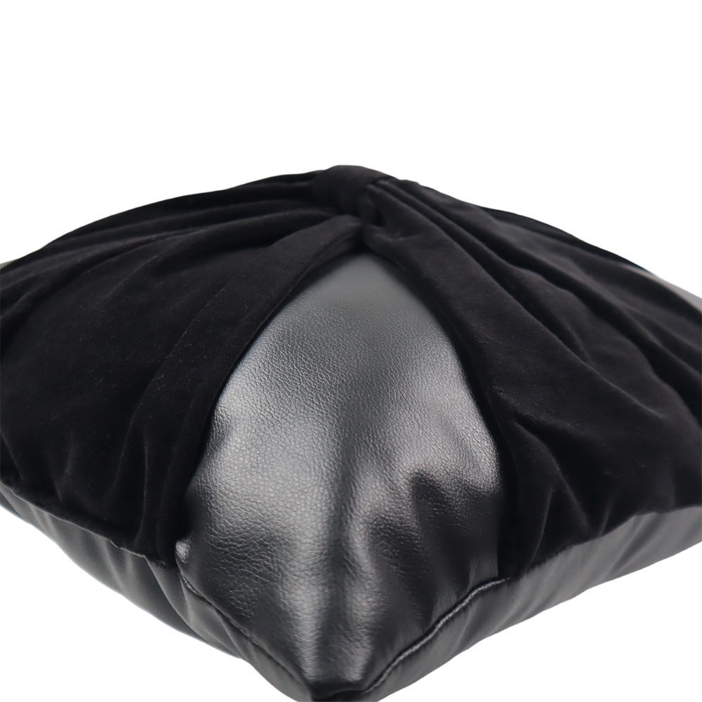 slide 2 of 3, 16" Black Faux Leather & Velvet Bow Throw Pillow By Ashland, 16 in x 16 in x 5 in